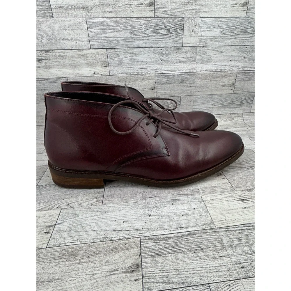 Moretti Black Label Mens‎ Glen Burgundy Leather Chukka Boots B5800M Size 13 D